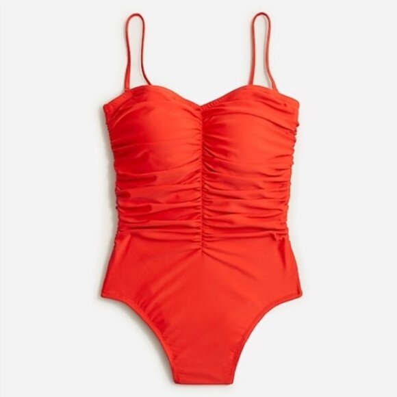 J. Crew Ruched Sweetheart One-Piece Swimsuit w/removable straps Red 12 - Picture 10 of 10